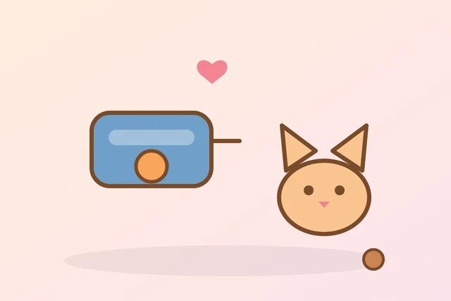 Illustration of a clicker and a cat